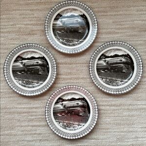 EUC Set of 4 222 Fifth Slice of Life Train Race Streamline Salad Desert Plate